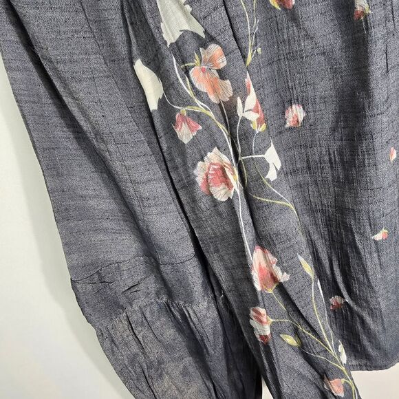 LC Lauren Conrad Floral Dark Gray and Pink Blouse Size L - Picture 11 of 12